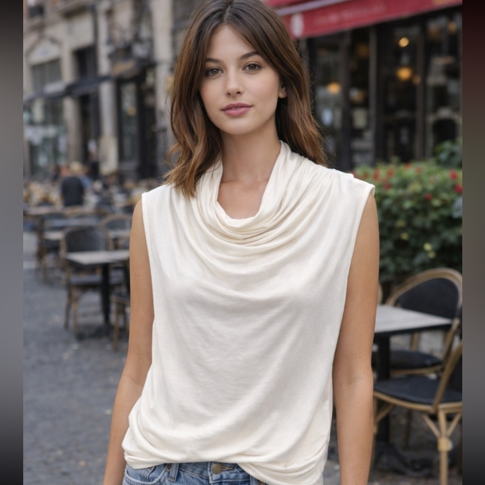 Michael Stars Cream Cowl Neck Sweater